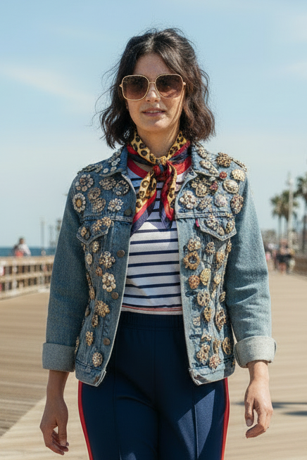 DOWNTOWN NEW JERSEY LEOPARD NAVY BANDANA