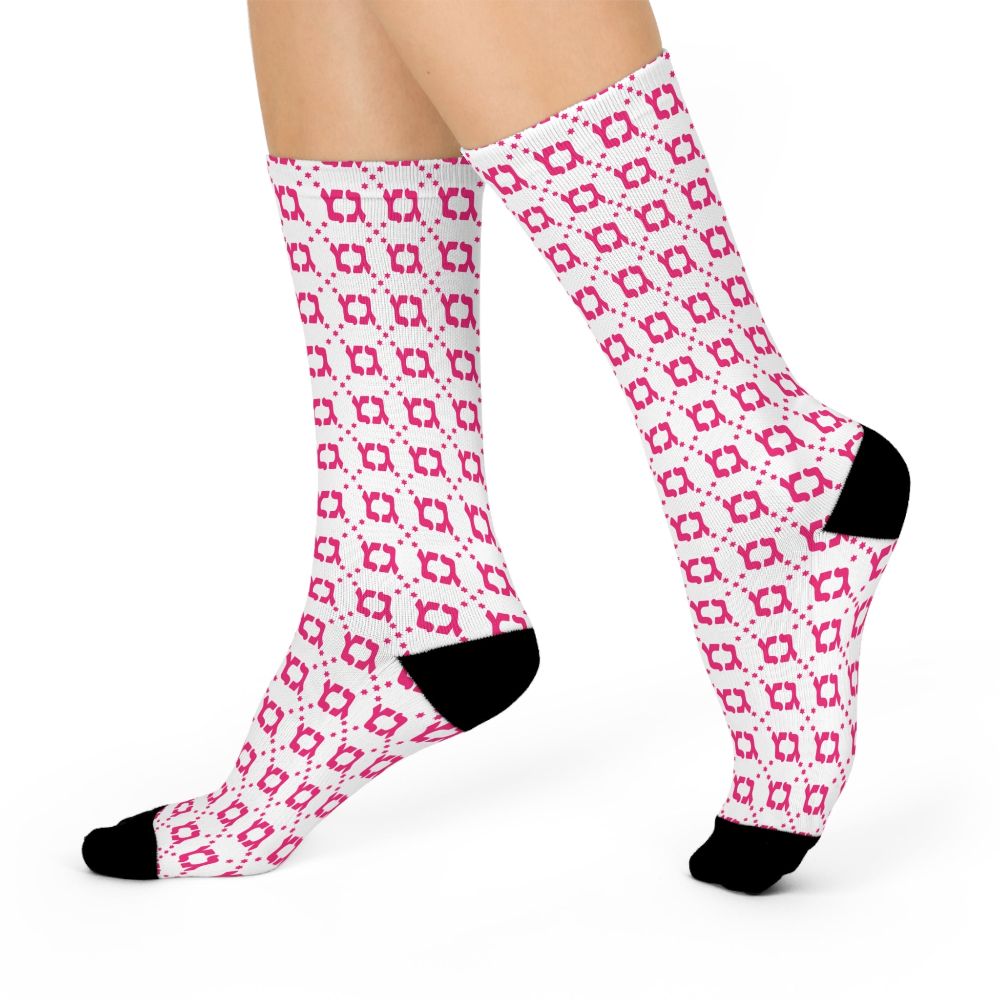 Gelty PINK WHITE Gimmel Gimmel Holiday Socks