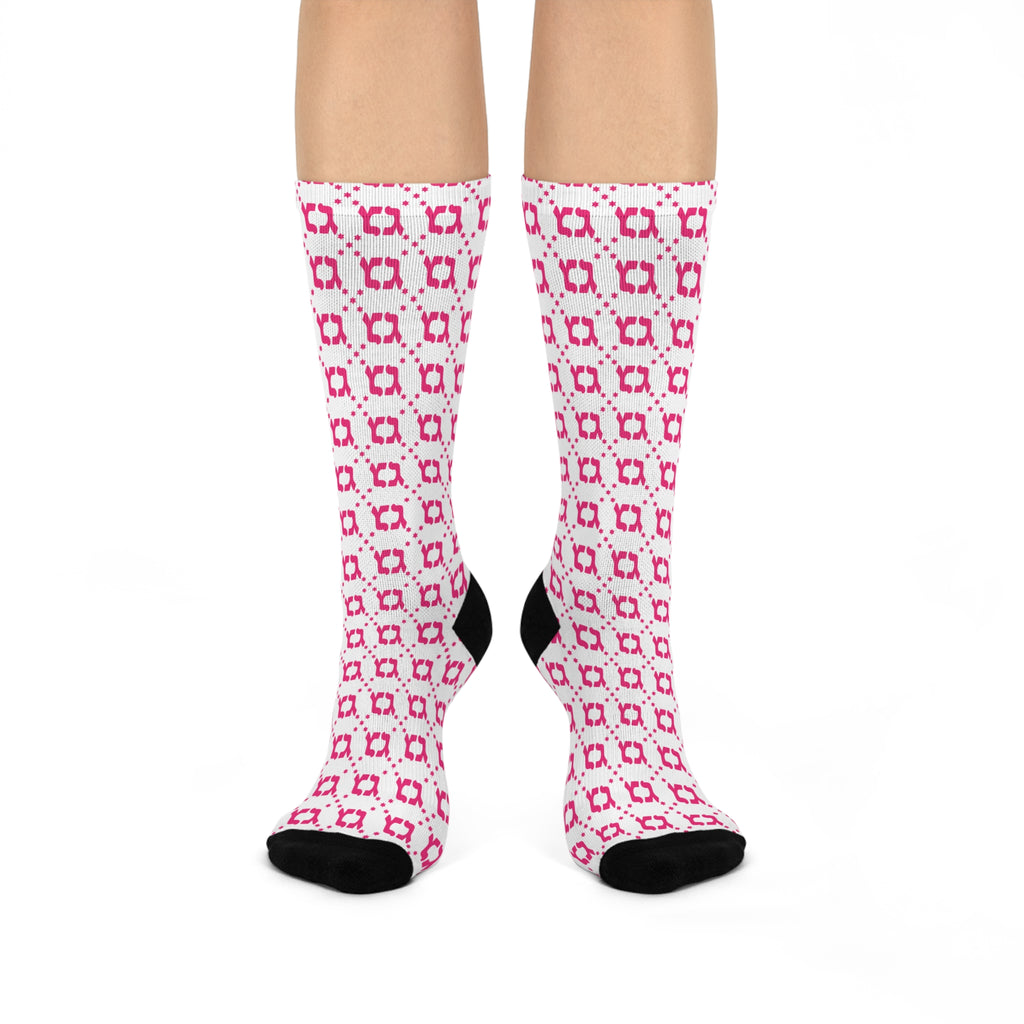 Gelty PINK WHITE Gimmel Gimmel Holiday Socks