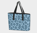 BLUE JERSEY LEOPARD TOTE