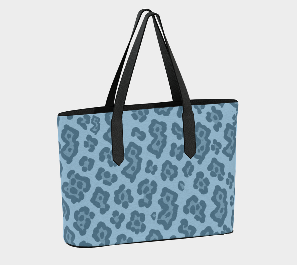 BLUE JERSEY LEOPARD TOTE