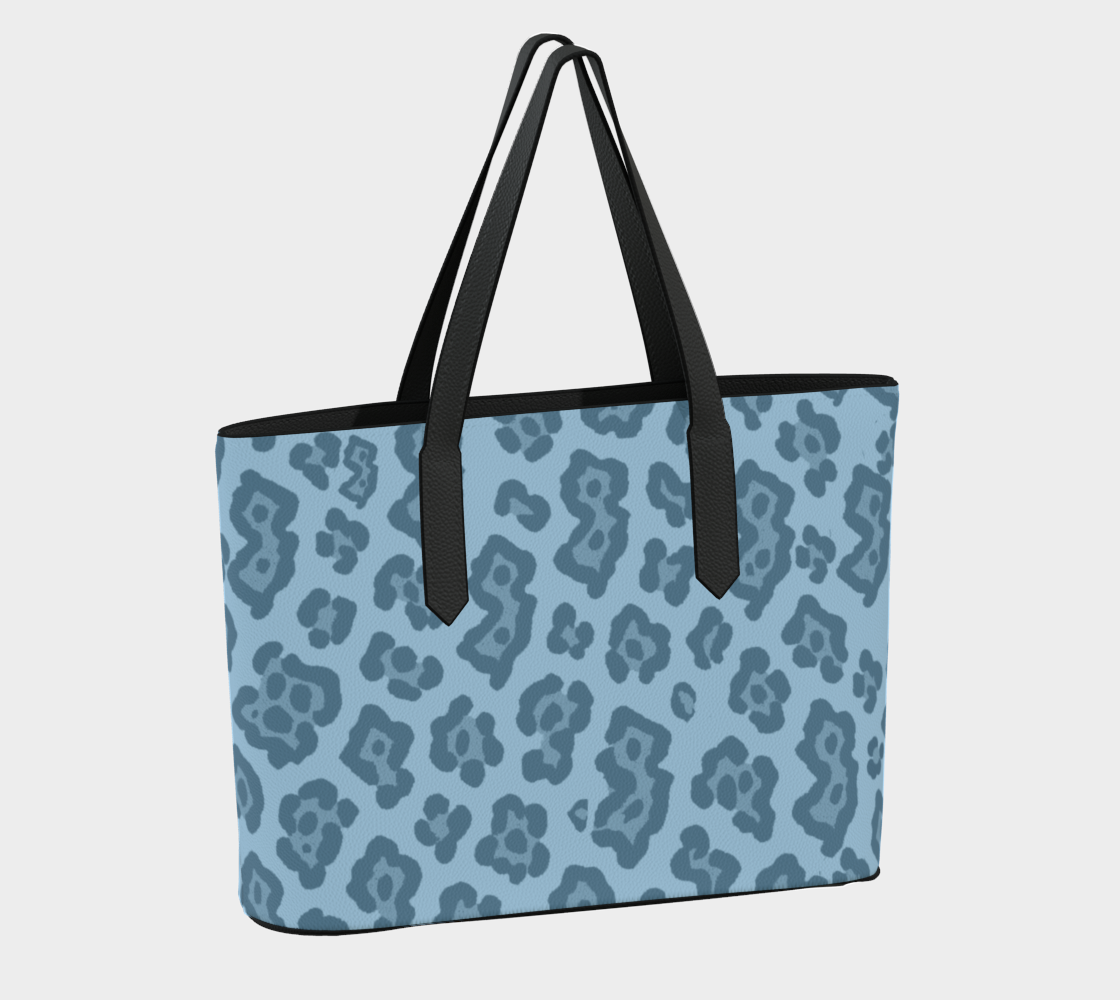 BLUE JERSEY LEOPARD TOTE